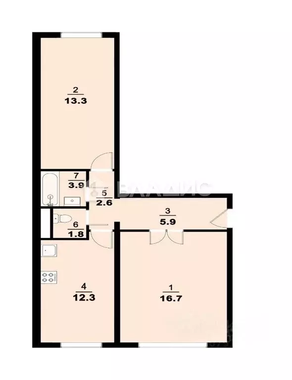 2-к кв. Москва ул. Судакова, 25К3 (55.0 м) - Фото 1