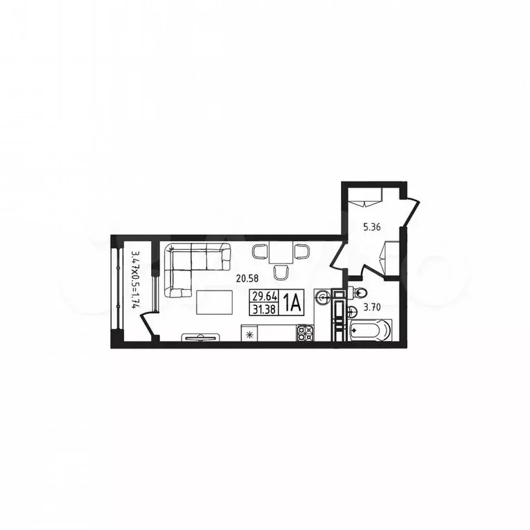 Квартира-студия, 31,4 м, 8/10 эт. - Фото 0