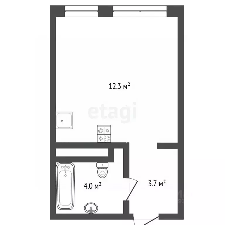 Студия Тюменская область, Тюмень ул. Евгения Войнова, 3 (25.1 м) - Фото 0
