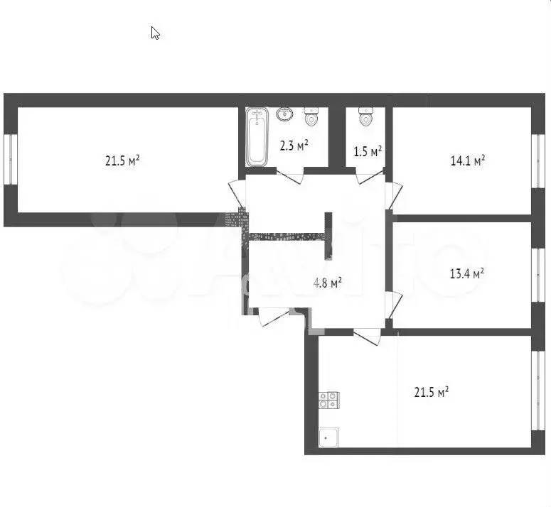 3-к. квартира, 90 м, 3/17 эт. - Фото 0