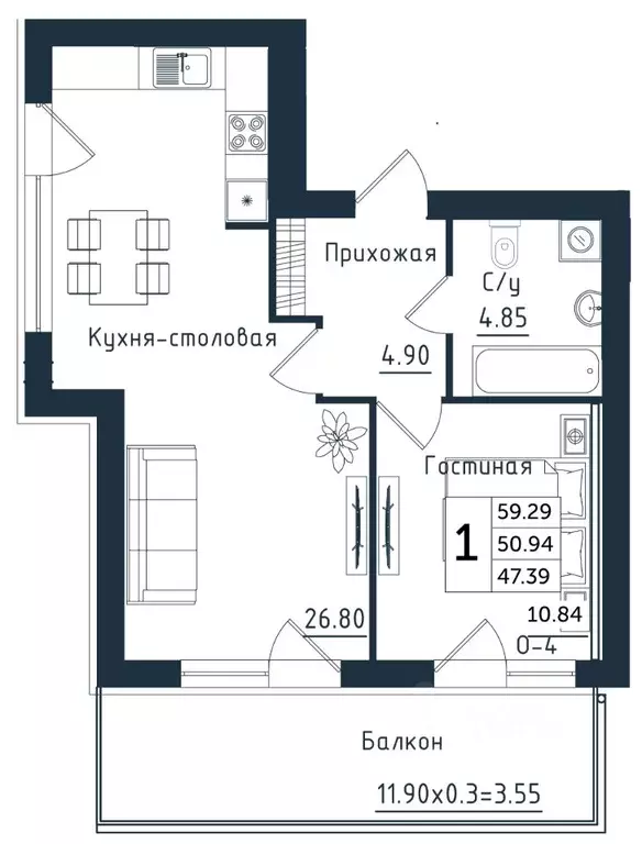1-к кв. Калининградская область, Янтарный пгт Янтарные Сезоны жилой ... - Фото 0