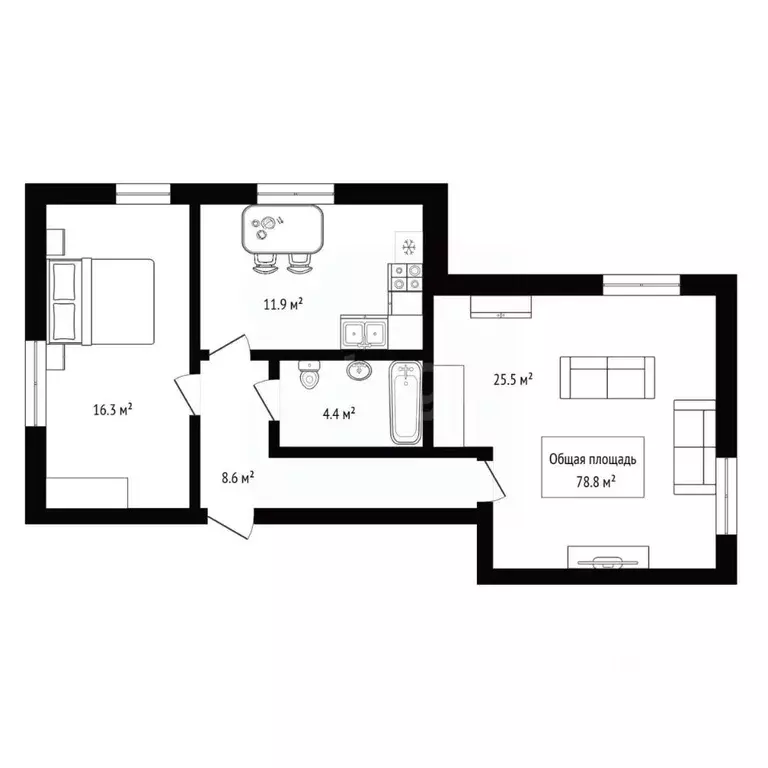 2-к кв. Новосибирская область, Бердск ул. Абрикосовая, 6 (78.8 м) - Фото 2