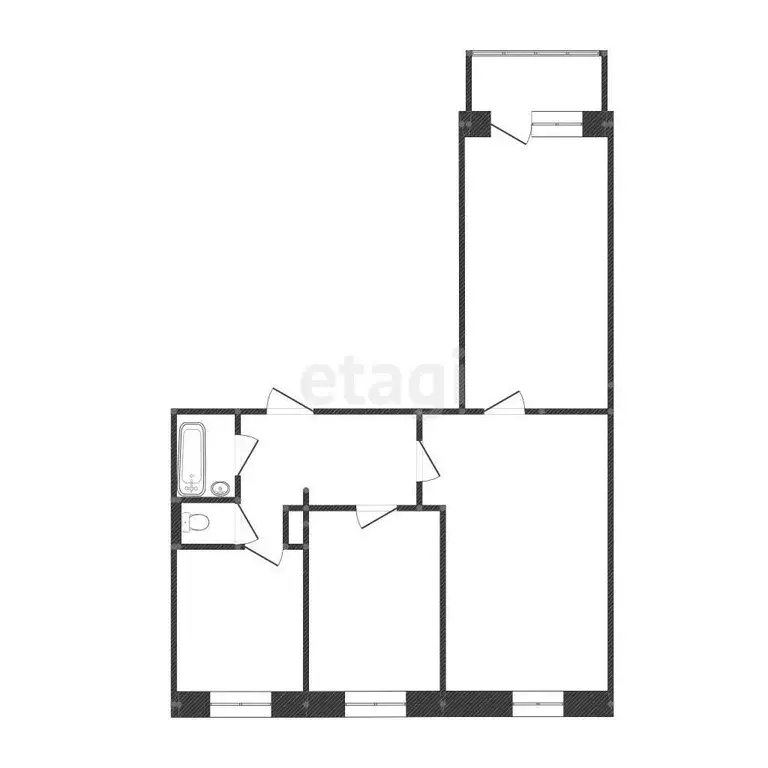 Квартира, 3 комнаты, 59.8 м - Фото 1