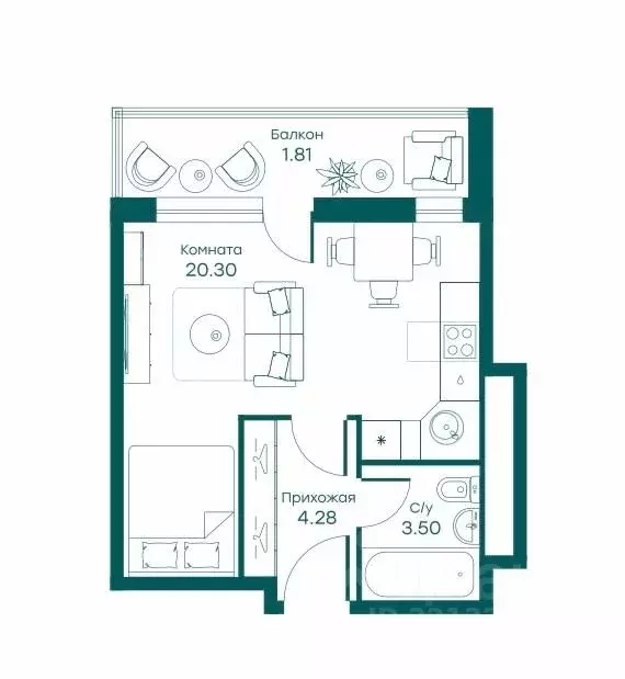 Студия Московская область, Одинцовский городской округ, с. Перхушково, ... - Фото 1