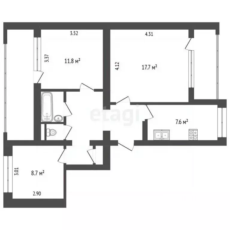 3-к кв. Севастополь просп. Октябрьской Революции, 40/5 (66.1 м) - Фото 2