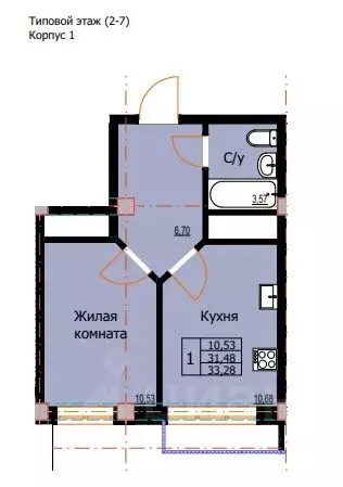 1-к кв. Ставропольский край, Ессентуки  (33.28 м) - Фото 1