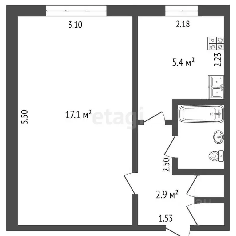 1-к кв. Архангельская область, Архангельск ул. Тимме, 9к2 (28.6 м) - Фото 1