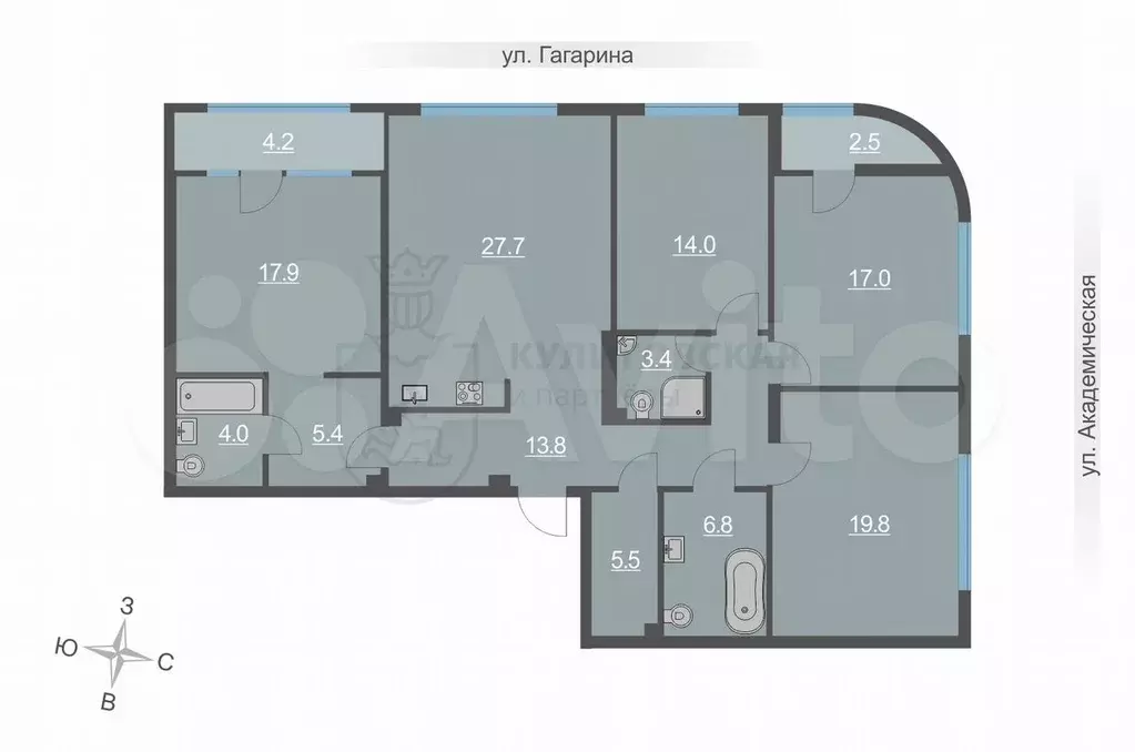 5-к. квартира, 131,3 м, 20/26 эт. - Фото 0