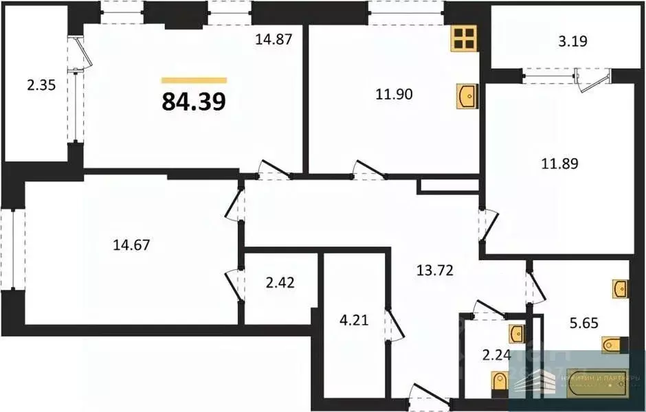 3-к кв. Воронежская область, Воронеж ул. Ломоносова, 116/1 (84.4 м) - Фото 0