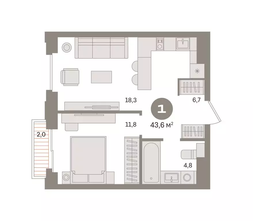 1-комнатная квартира: Москва, Огородный проезд, 20 (43.6 м) - Фото 0