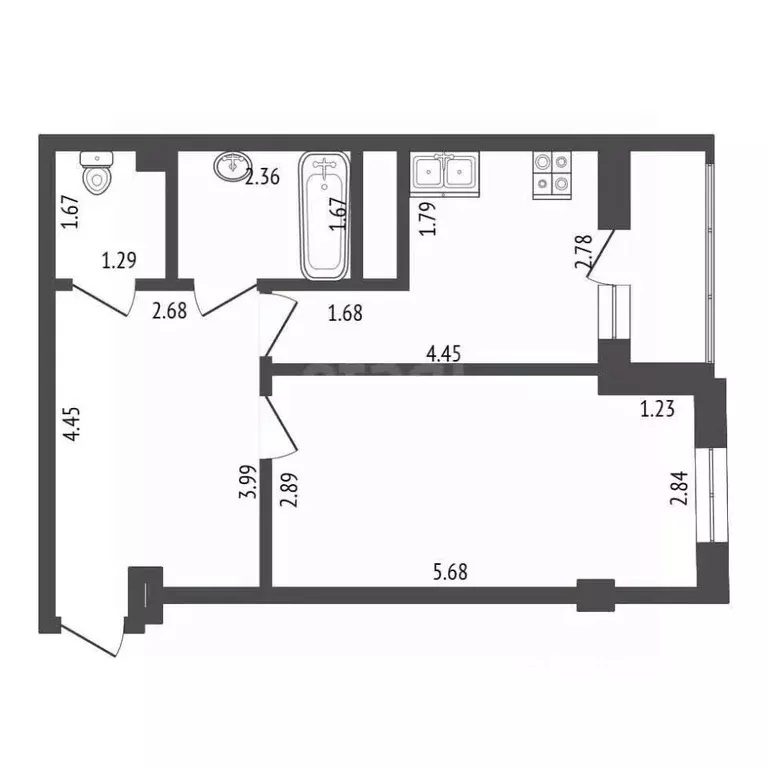 1-к кв. Саха (Якутия), Якутск Ново-Карьерная ул., 22/9 (42.7 м) - Фото 1