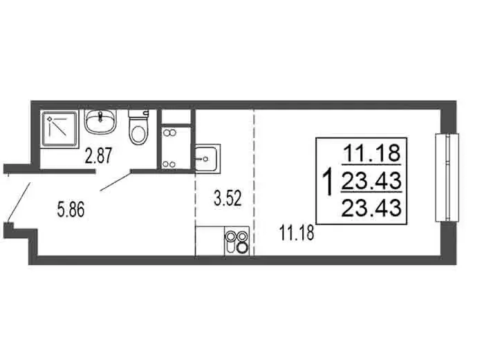 Квартира-студия: Лыткарино, 6-й микрорайон, 15Д (23.43 м) - Фото 1
