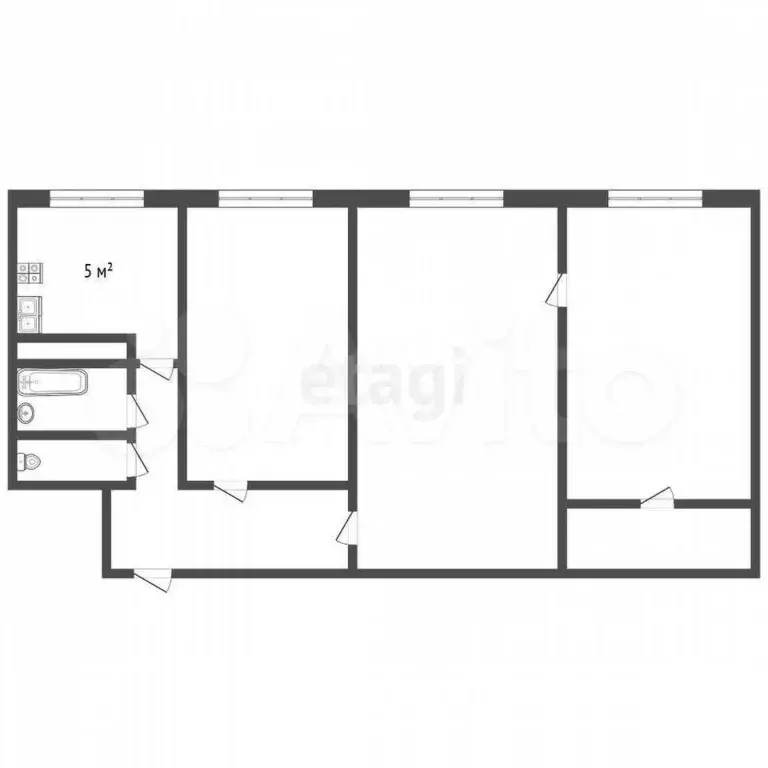 3-к. квартира, 56 м, 1/5 эт. - Фото 0