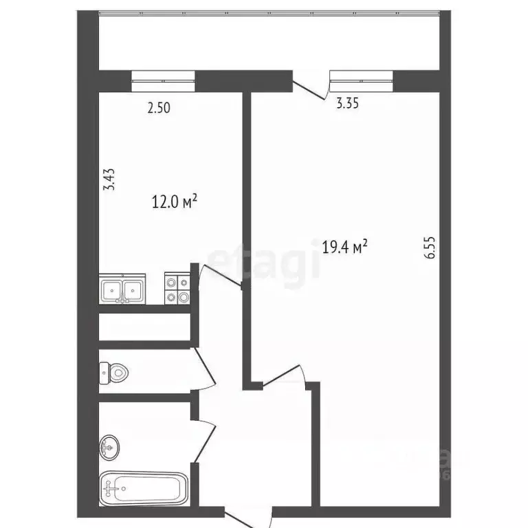 1-к кв. Москва Красногвардейский бул., 1 (39.0 м) - Фото 1