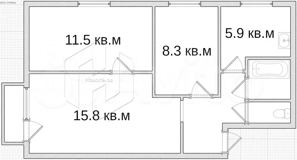 3-к. квартира, 50 м, 5/5 эт. - Фото 0