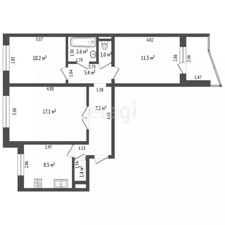 3-к кв. Калининградская область, Калининград ул. Олега Кошевого, 46 ... - Фото 1