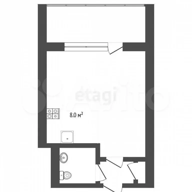 Квартира-студия, 17,7 м, 1/8 эт. - Фото 0
