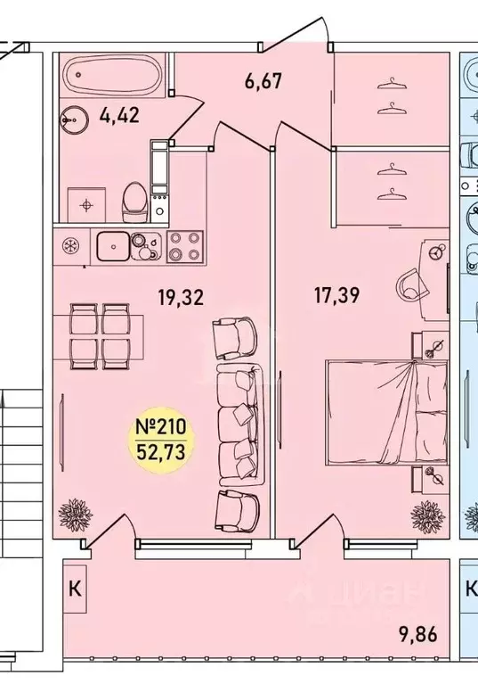 1-к кв. Ярославская область, Ярославль 2-й мкр,  (52.73 м) - Фото 1
