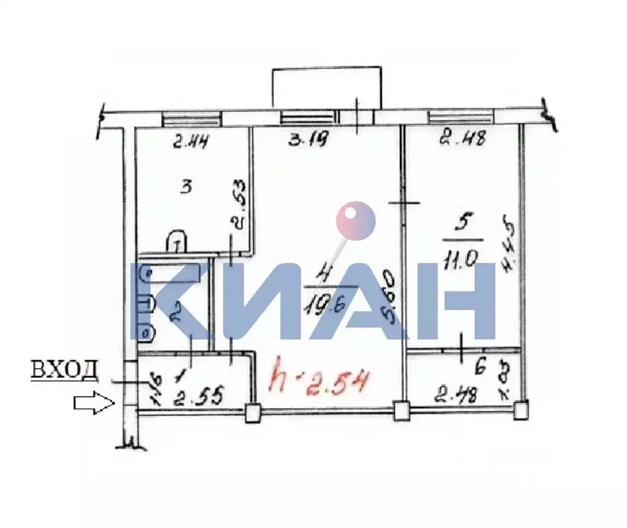 2-к кв. Красноярский край, Красноярск Кольцевая ул., 22 (45.4 м) - Фото 2