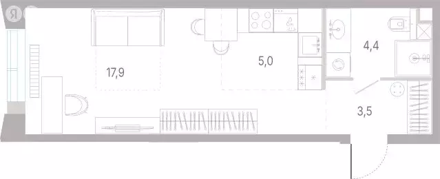 Квартира-студия: Москва, ВАО, район Сокольники (30.8 м) - Фото 1