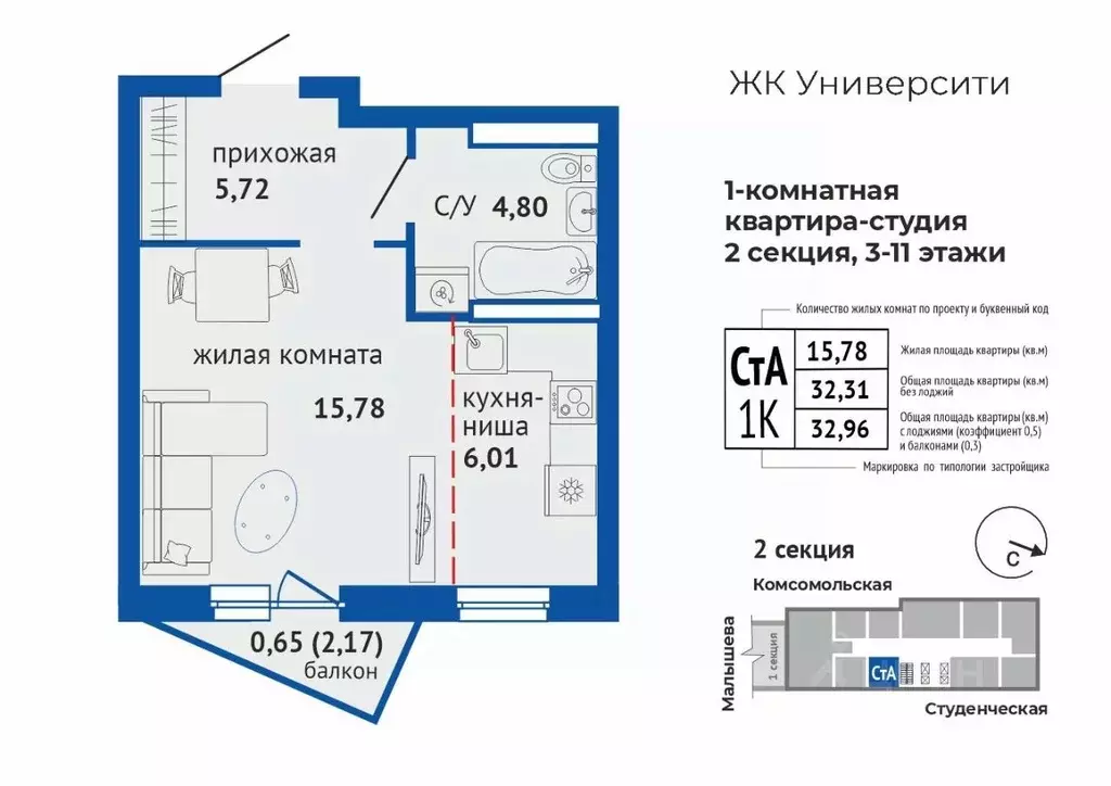 1-к кв. Свердловская область, Екатеринбург Втузгородок жилрайон,  ... - Фото 1