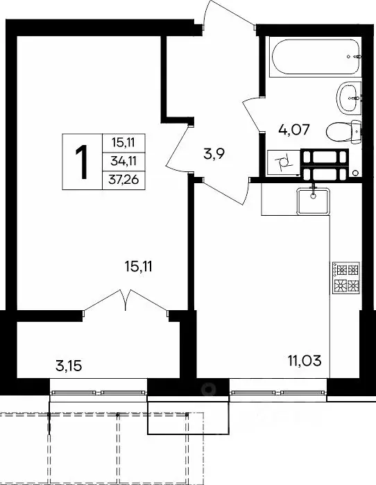 1-к кв. Севастополь Балаклавский муниципальный округ, Семисчастье ... - Фото 1