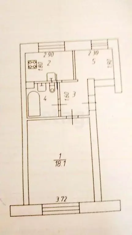 1-к кв. Татарстан, Казань ул. Челюскина, 48 (37.0 м) - Фото 1