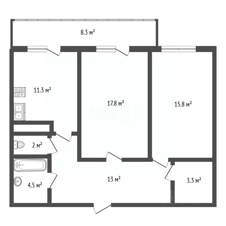 2-к кв. Санкт-Петербург ул. Шкапина, 9-11 (67.4 м) - Фото 2