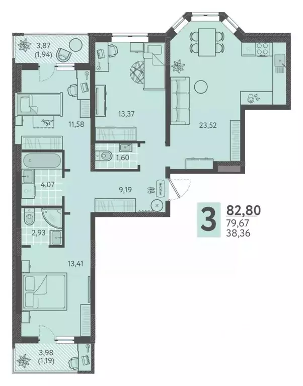 3-к кв. Краснодарский край, Краснодар ул. Имени Виктора Анфиногенова, ... - Фото 1