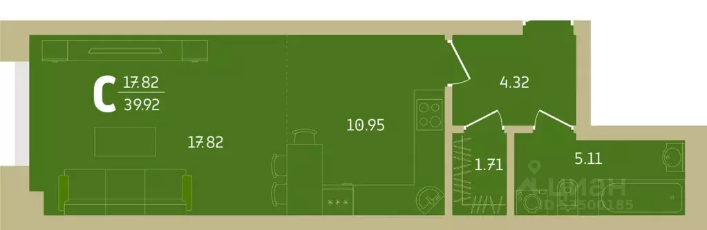 1-к кв. Башкортостан, Уфа Революционная ул., 39/4 (39.92 м) - Фото 1