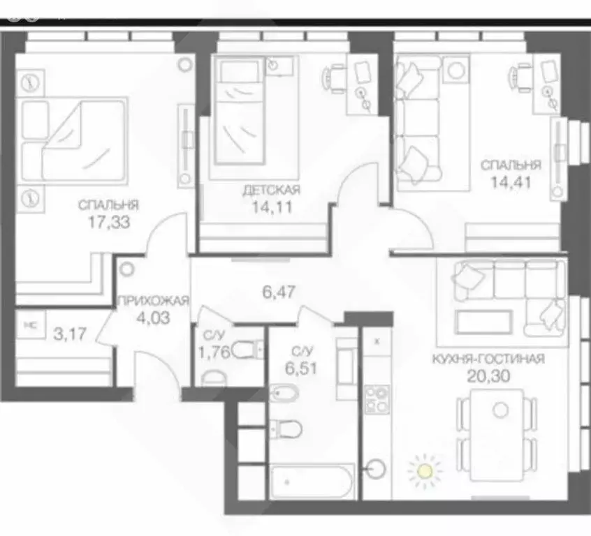3-комнатная квартира: Москва, Шмитовский проезд, 39с5 (88 м) - Фото 1