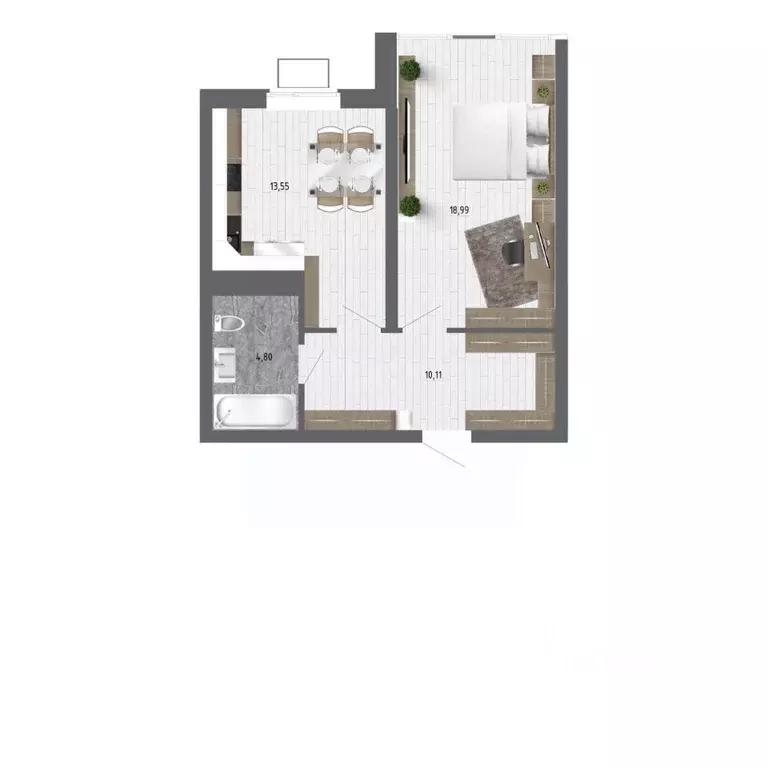 1-к кв. Воронежская область, с. Новая Усмань ул. Ленина, 312А (45.1 м) - Фото 1