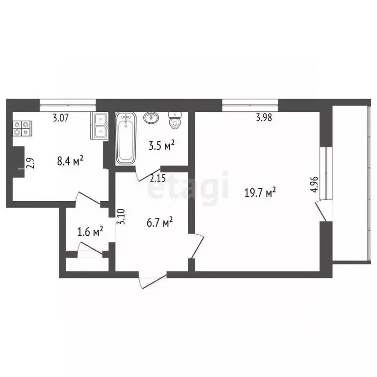 1-к кв. Севастополь просп. Генерала Острякова, 121 (42.0 м) - Фото 1