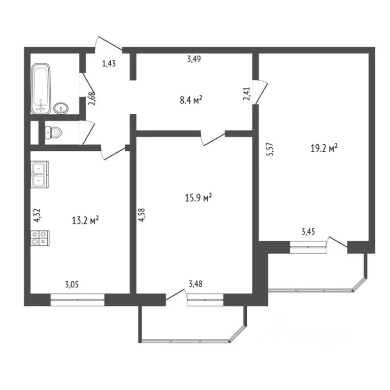 2-к кв. Тюменская область, Тюмень Народная ул., 4к1 (64.0 м) - Фото 2