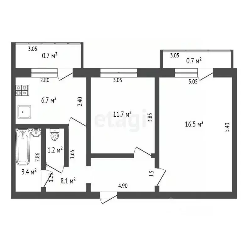 2-к кв. Ростовская область, Аксай Садовая ул., 20к3 (47.6 м) - Фото 1