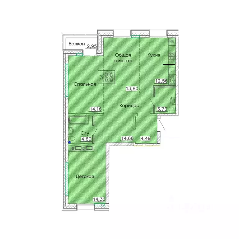 3-к кв. Бурятия, Улан-Удэ Энергетик мкр,  (83.16 м) - Фото 1