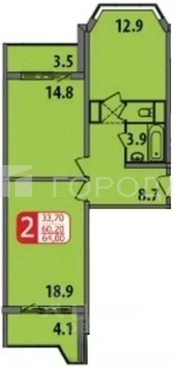 2-к кв. Московская область, Химки Совхозная ул., 2 (64.0 м) - Фото 1