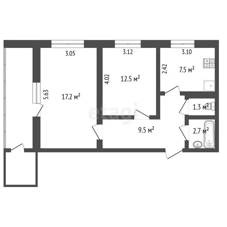 2-комнатная квартира: Луховицы, улица Пушкина, 143 (55.3 м) - Фото 0