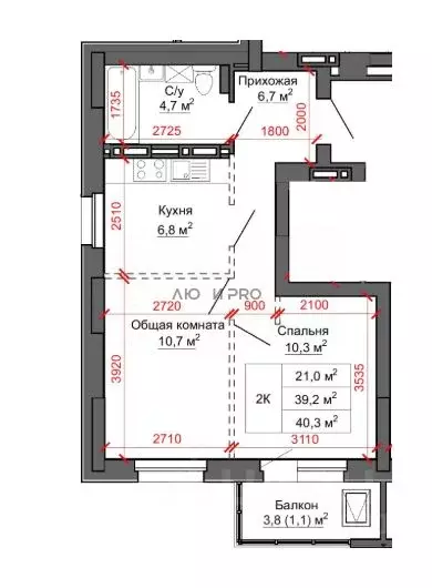 2-к кв. Алтайский край, Барнаул ул. Чернышевского, 186 (40.0 м) - Фото 2