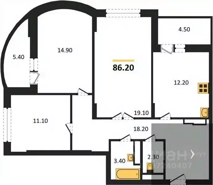 3-к кв. Воронежская область, Воронеж Краснознаменная ул., 57/5 (86.2 ... - Фото 0
