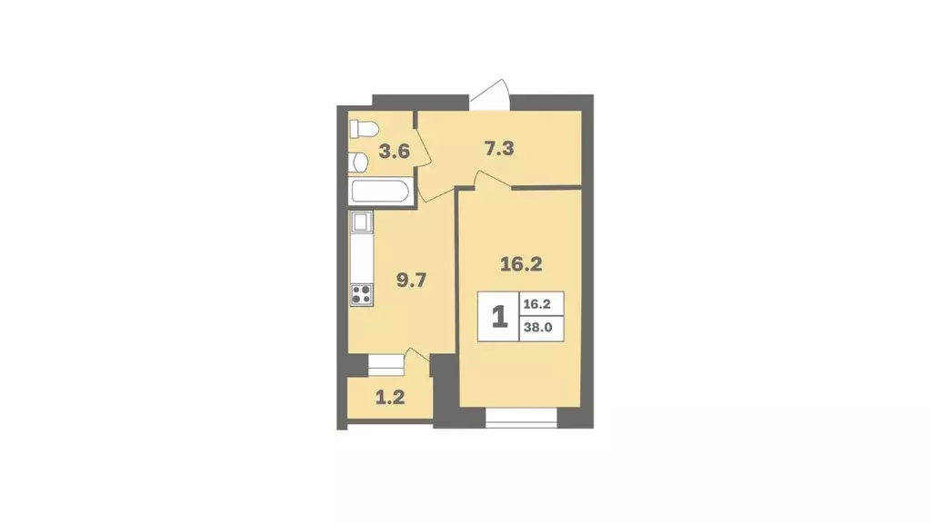 1-к кв. Башкортостан, Уфа Дагестанская ул., лит13 (38.0 м) - Фото 1