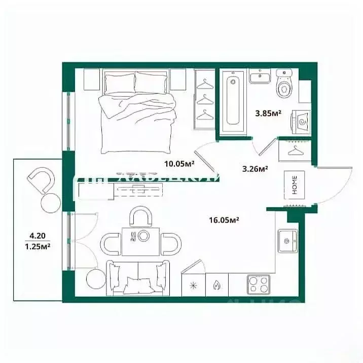 1-к кв. Ленинградская область, Ломоносовский район, Аннинское ... - Фото 2