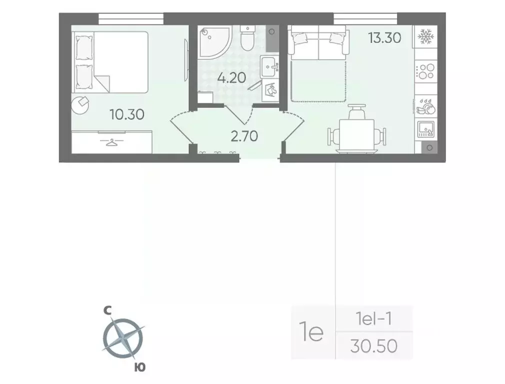 1-к кв. Санкт-Петербург ул. Пахомовская, 12к2 (30.5 м) - Фото 0