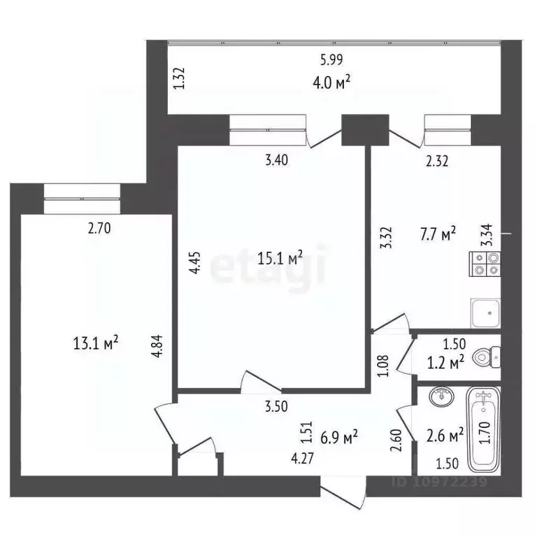 2-к кв. Башкортостан, Стерлитамак ул. Артема, 23 (47.0 м) - Фото 2