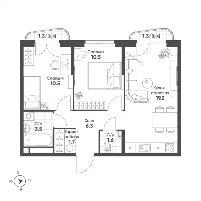 2-к кв. Свердловская область, Екатеринбург Солнечный жилрайон,  (54.1 ... - Фото 1