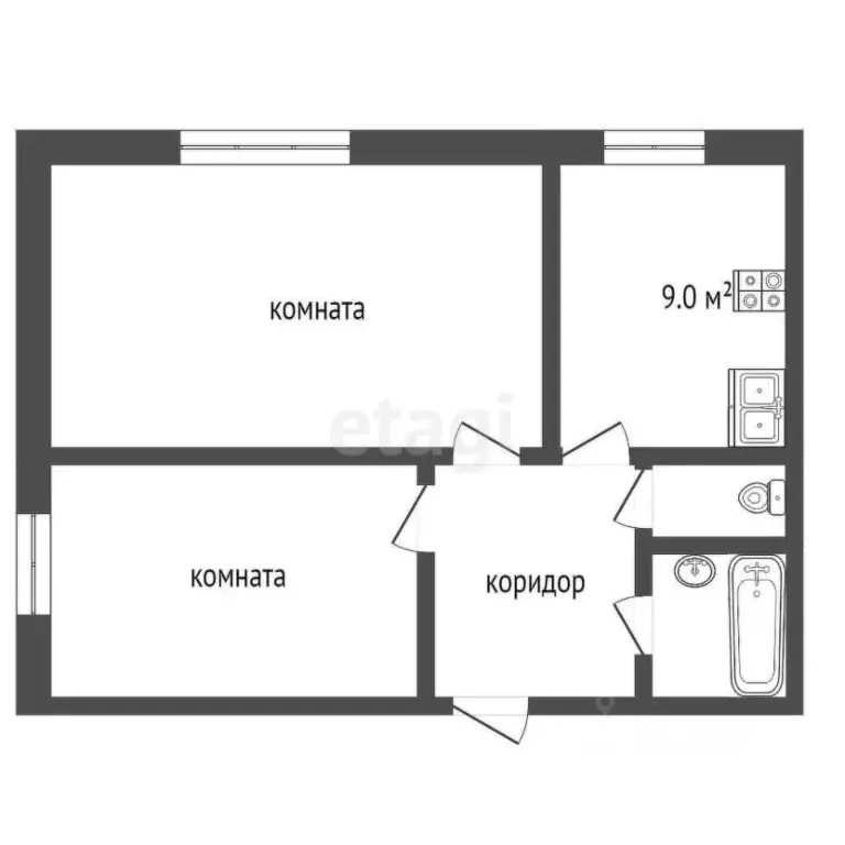 2-к кв. Самарская область, Самара Солнечная ул., 33 (41.8 м) - Фото 1