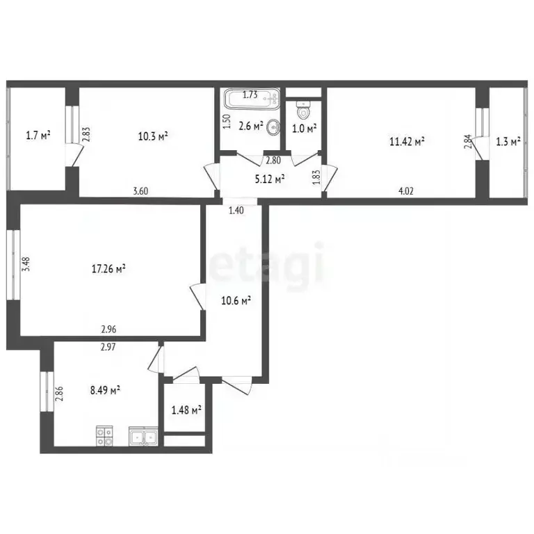 3-к кв. Мордовия, Саранск ул. Воинова, 32А (63.0 м) - Фото 1