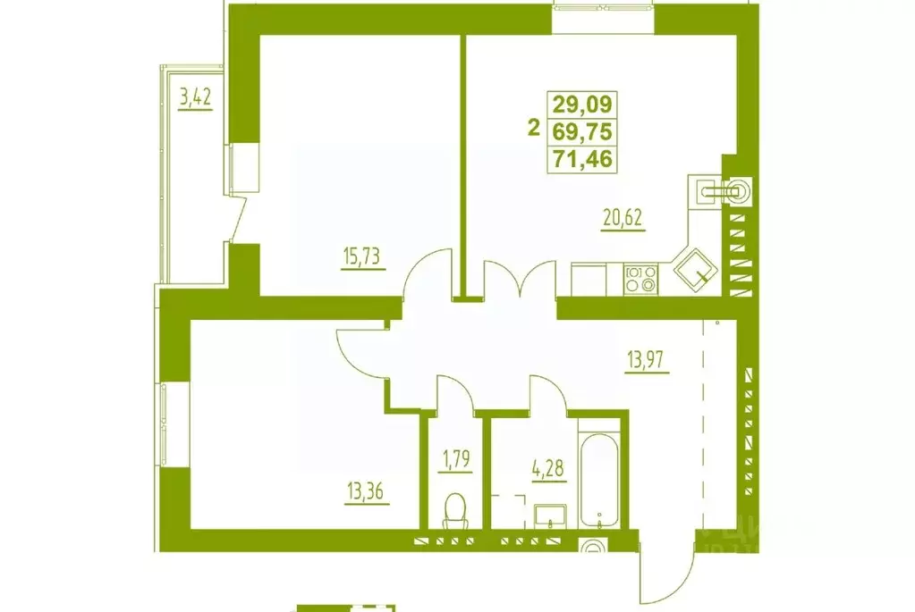 2-к кв. Мордовия, Саранск ул. Фурманова, 35 (71.46 м) - Фото 0