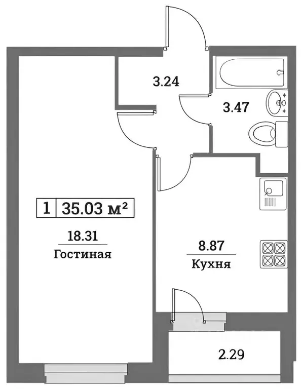 1-к кв. Ленинградская область, Мурино Всеволожский район, ул. ... - Фото 2