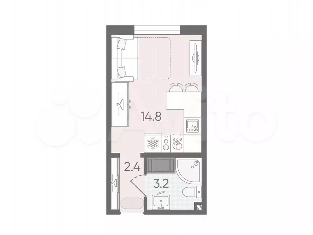 Квартира-студия, 20,4 м, 21/22 эт. - Фото 0